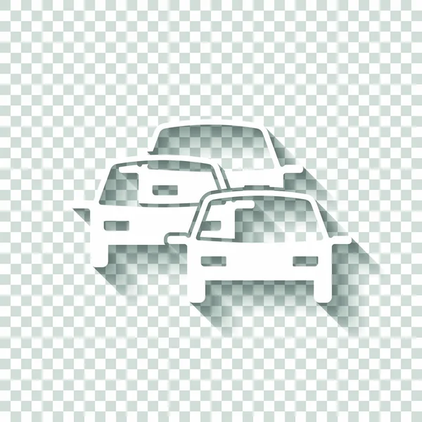 Icono Atasco Tráfico Icono Blanco Con Sombra Sobre Fondo Transparente — Vector de stock