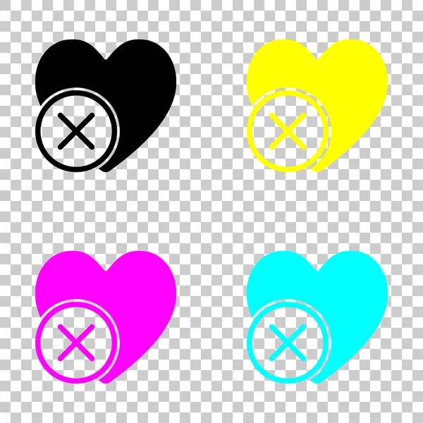 Corazón Con Cruz Silueta Simple Conjunto Coloreado Iconos Cmyk Sobre — Vector de stock