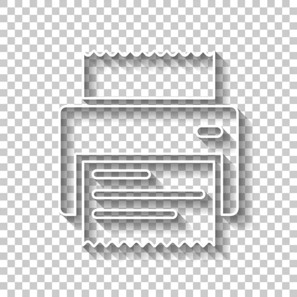 Imprimante Reçu Icône Simple Signe Contour Blanc Avec Ombre Sur — Image vectorielle
