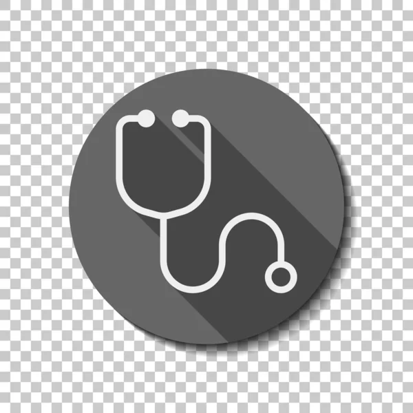 Simple Stethoscope Icon Linear Thin Outline Flat Icon Long Shadow — Stock Vector