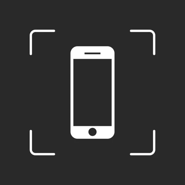 Icône Téléphone Portable Objet Blanc Autofocus Caméra Sur Fond Sombre — Image vectorielle