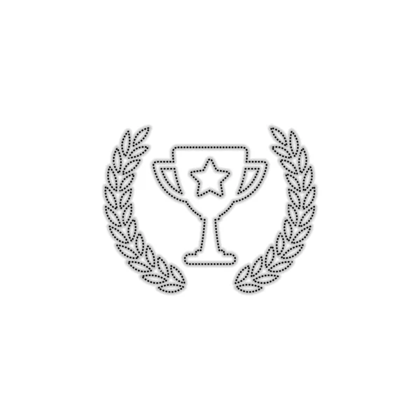 Κύπελλο Πρωταθλητριών Δάφνινο Στεφάνι Και Αστέρι Απλή Εικόνα Διάστικτο Περίγραμμα — Διανυσματικό Αρχείο