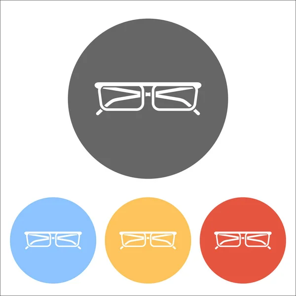 眼鏡のアイコン 色のついた丸の白いアイコンのセット — ストックベクタ