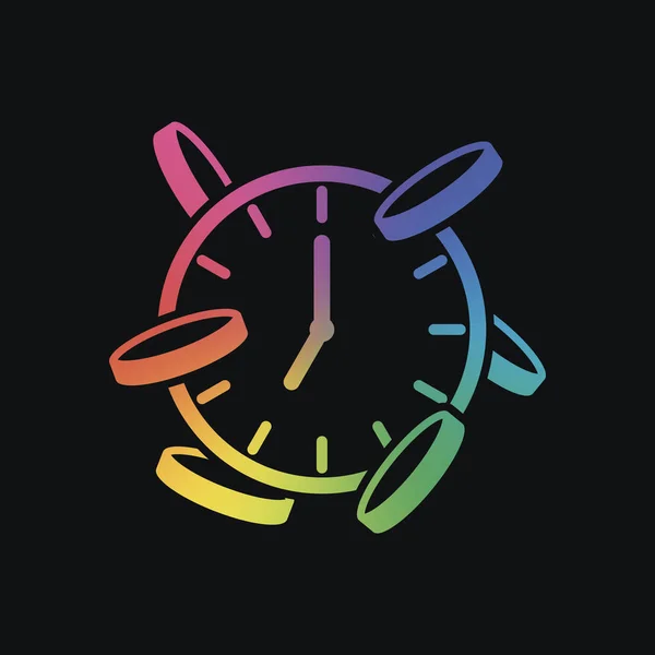 Tiempo Dinero Reloj Monedas Icono Financiero Color Arco Iris Fondo — Vector de stock