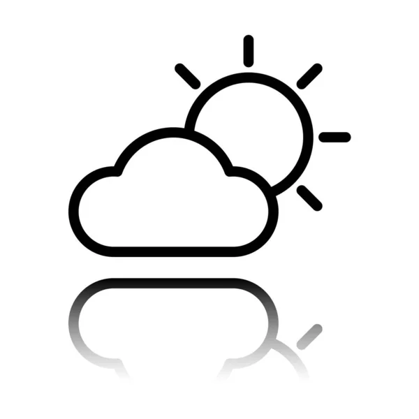 Sole Nube Simbolo Meteo Icona Lineare Con Contorno Sottile Icona — Vettoriale Stock