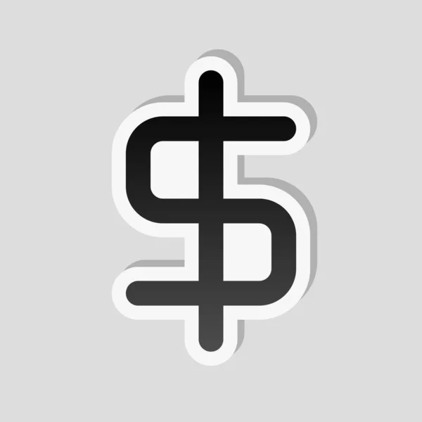 Símbolo Dólar Simples Estilo Adesivo Com Borda Branca Sombra Simples — Vetor de Stock