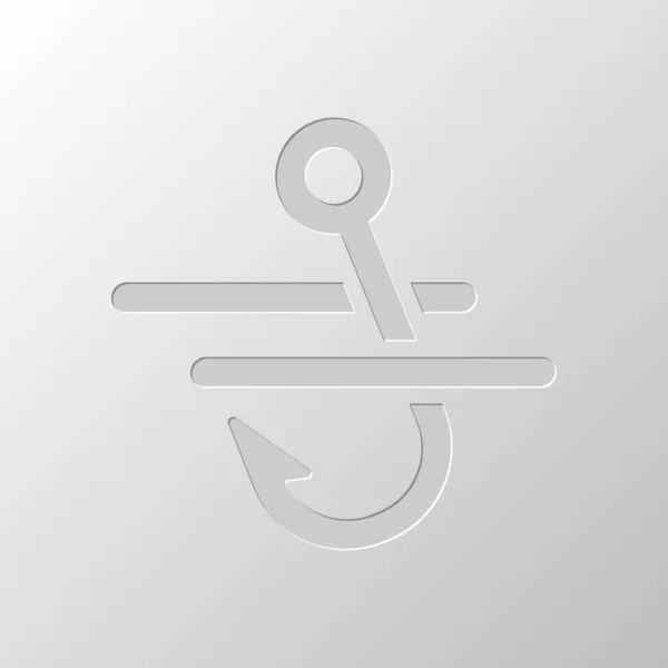 Рыболовный Крючок Вода Простая Иконка Бумажный Дизайн Вырезанный Символ Стиль — стоковый вектор