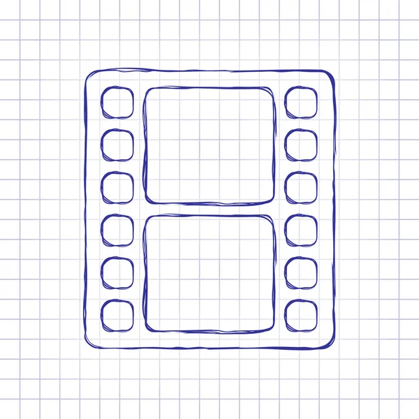 Filmový Pás Jednoduchá Silueta Ručně Nakreslený Obrázek List Papíru Modrý — Stockový vektor