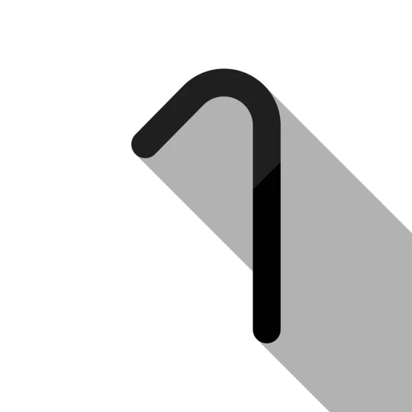 Číslo Jedna Číslice Jednoduchý Dopis Černý Objekt Dlouhý Stín Bílém — Stockový vektor