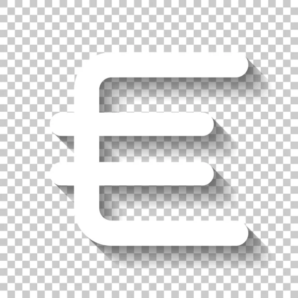 Символ Євро Проста Іконка Біла Ікона Тіні Прозорому Фоні — стоковий вектор
