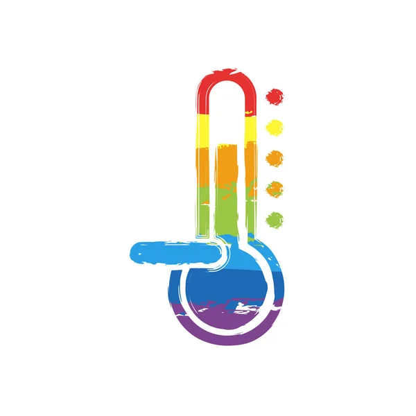 温度计 零度以下的温度 Lgbt 风格的绘图符号 七种颜色的彩虹 — 图库矢量图片