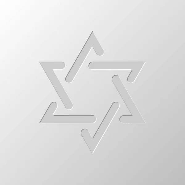 Estrella David Icono Simple Diseño Papel Símbolo Cortado Estilo Entallado — Vector de stock