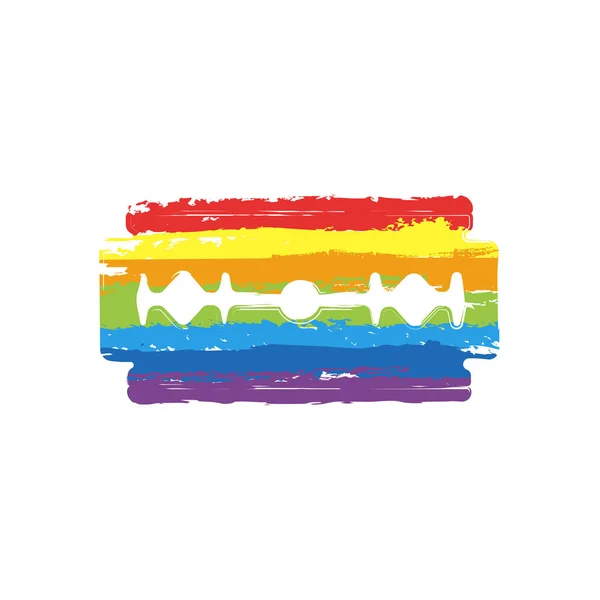 Hoja Silueta Simple Signo Dibujo Con Estilo Lgbt Siete Colores — Vector de stock