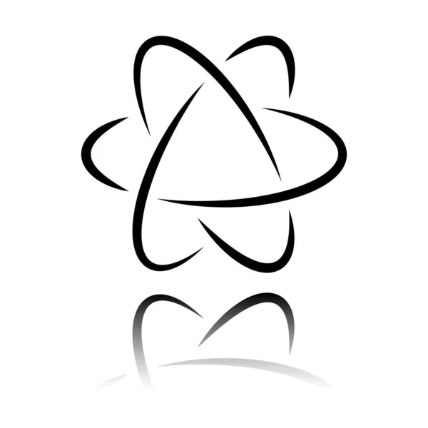 Vetenskapliga Atom Symbol Logotyp Enkel Ikon Svart Ikon Med Spegelbild — Stock vektor