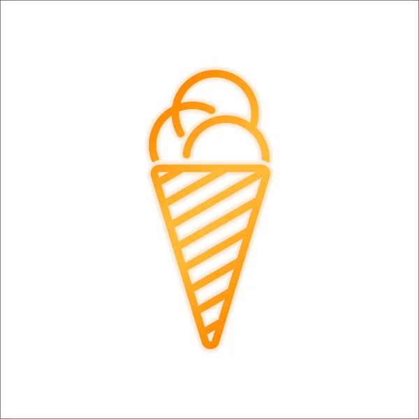 Eis Ikone Orangefarbenes Schild Mit Wenig Licht Auf Weißem Hintergrund — Stockvektor