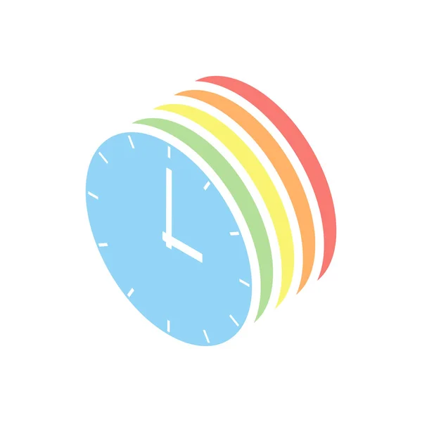 Icono Reloj Simple Montón Iconos Isométricos Colores Sobre Fondo Blanco — Vector de stock