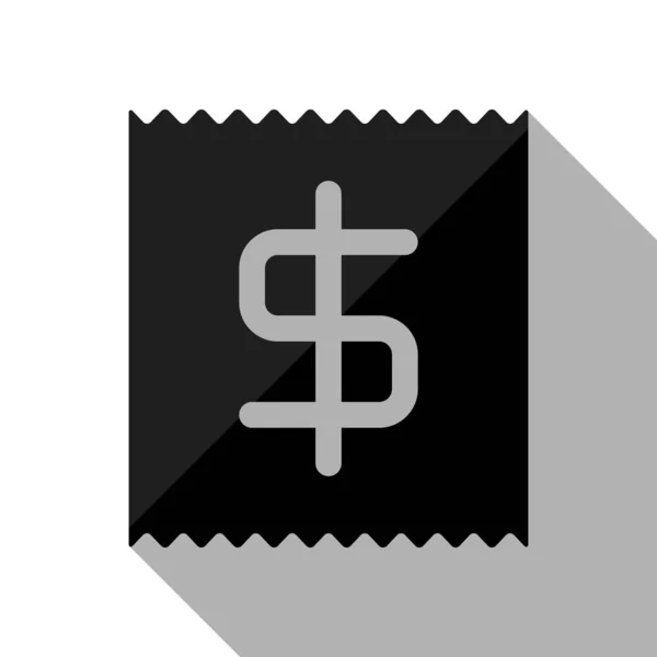 Ontvangst Met Dollarteken Zwarte Object Met Lange Schaduw Witte Achtergrond — Stockvector