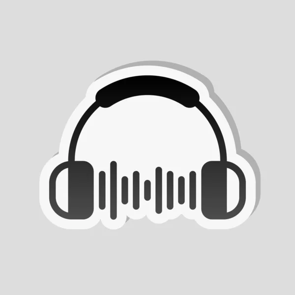 Słuchawki Fala Muzyki Max Poziom Głośności Ikoną Simple Styl Naklejki — Wektor stockowy