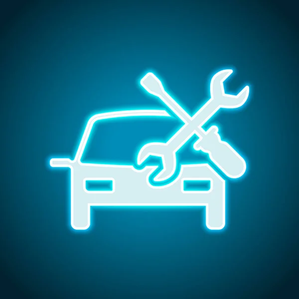 Autoservice Reparaturinstrument Reparatur Neon Stil Lichtdekoration Ikone Helles Elektrisches Symbol — Stockvektor