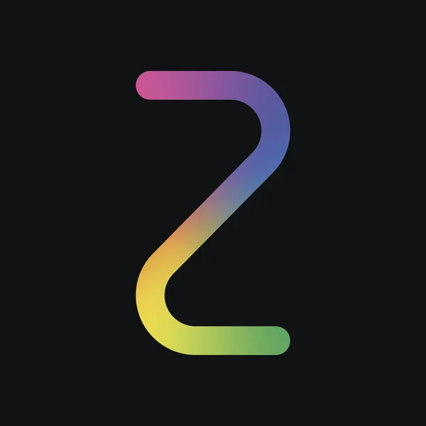 Nummer Zwei Ziffer Einfacher Buchstabe Regenbogenfarbe Und Dunkler Hintergrund — Stockvektor