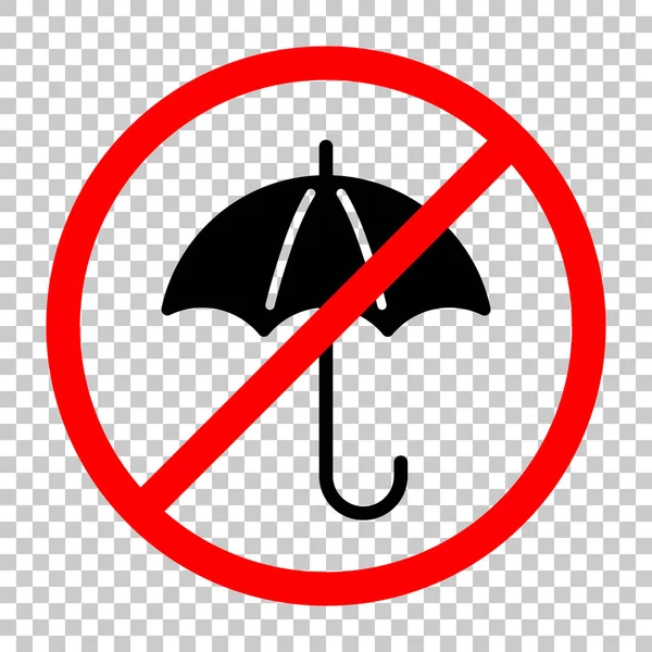 Umbrella Icon Allowed Black Object Red Warning Sign Transparent Background — Stock Vector