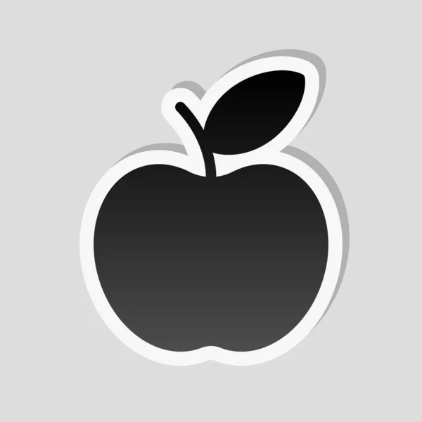 简单的苹果图标 带有白色边框和灰色背景上的简单阴影的贴纸样式 — 图库矢量图片