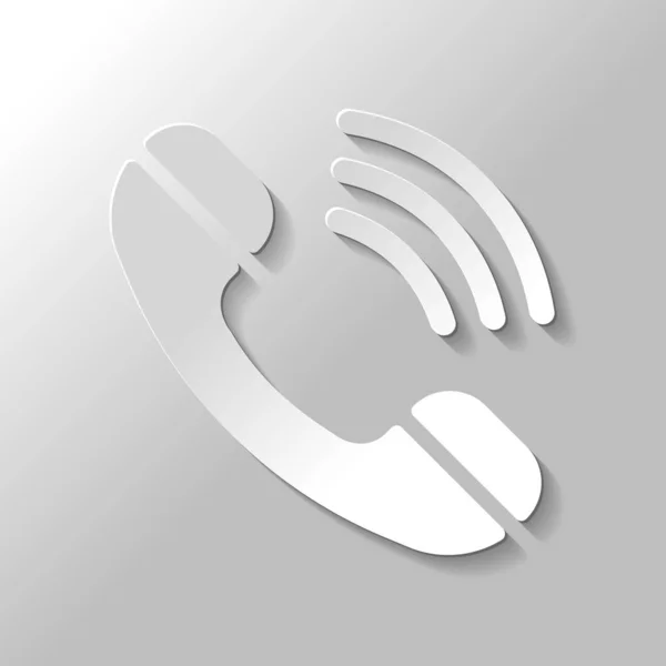 Csengetés Telefon Ikonra Retro Szimbólum Papír Stílus Val Árnyék Szürke — Stock Vector