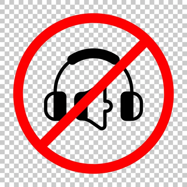 耳机和音量级别 最小音量水平 简单图标 不允许 红色警告标志中的黑色对象 背景透明 — 图库矢量图片