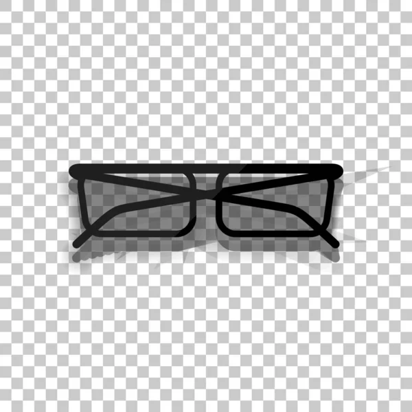 眼鏡のアイコン 透明な背景のソフトな影と黒いガラス アイコン — ストックベクタ