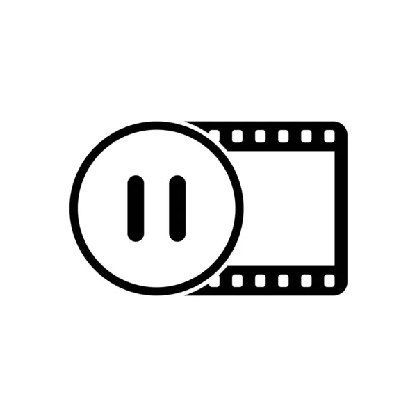 Film Strip Symbol Pauzy Koło Prosta Sylwetka Czarna Ikona Białym — Wektor stockowy