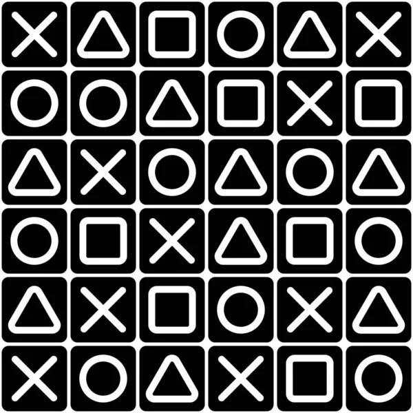 Jednoduchý Geometrický Vzor Bezešvé Náměstí Trojúhelník Kruh Kříž Bezbarvé Čtverečky — Stockový vektor