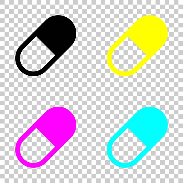 Symbole Simple Pilule Vitamine Ensemble Coloré Icônes Cmyk Sur Fond — Image vectorielle