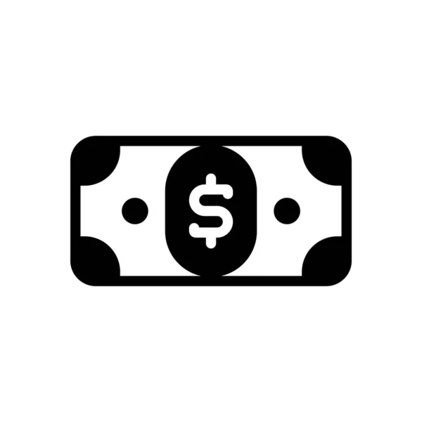 Dollar Biljet Eenvoudige Pictogram Zwart Witte Achtergrond — Stockvector