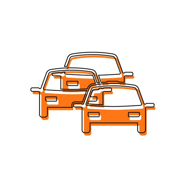 Icône Embouteillage Icône Isolée Composée Contour Mince Noir Orange Déplacé — Image vectorielle