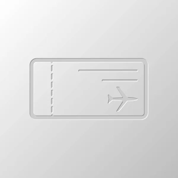 Ícone Bilhete Avião Desenho Papel Símbolo Cortado Estilo Pitted — Vetor de Stock