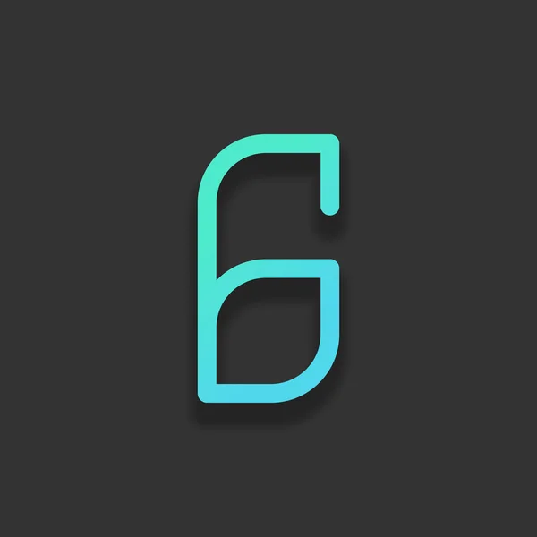 Číslo Číslice Šestý Barevné Logo Koncept Měkký Stín Tmavém Pozadí — Stockový vektor