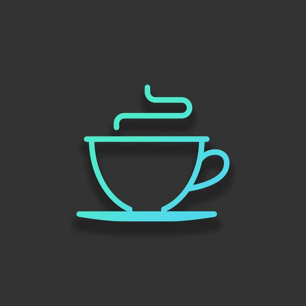 Basit Fincan Kahve Çay Doğrusal Simgesi Ince Anahat Renkli Logo — Stok Vektör