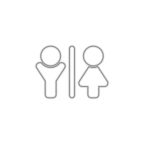 Значок Туалета Знак Мужчины Женщины Точечный Силуэт Тенью Белом Фоне — стоковый вектор