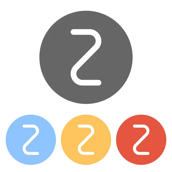 Número Dos Número Letra Simple Conjunto Iconos Blancos Círculos Colores — Vector de stock