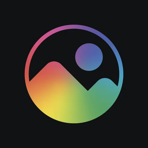 Eenvoudige Afbeeldingspictogram Regenboog Kleur Donkere Achtergrond — Stockvector