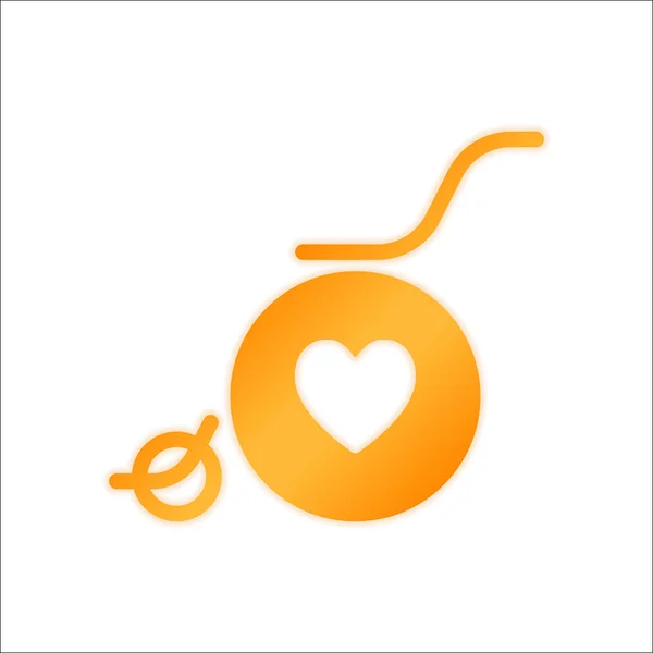 Rullstol Och Hjärta Kontur Ikonen Orange Logga Med Svagt Ljus — Stock vektor
