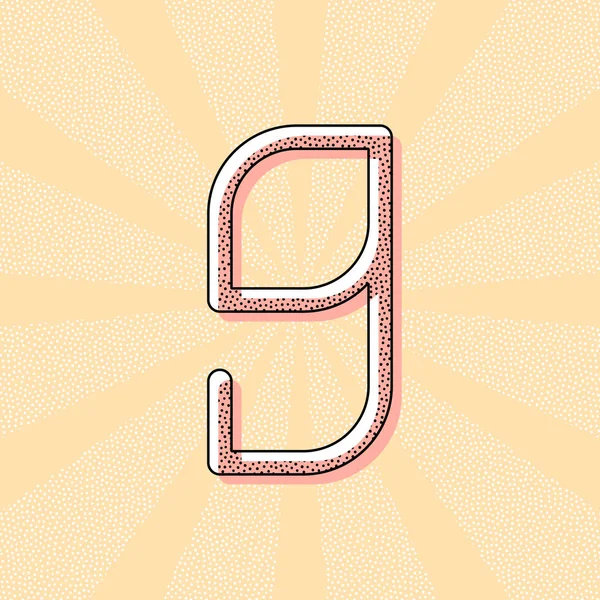 Number Numeral Ninth Vintage Retro Typography Offset Printing Effect Dots — Stock Vector