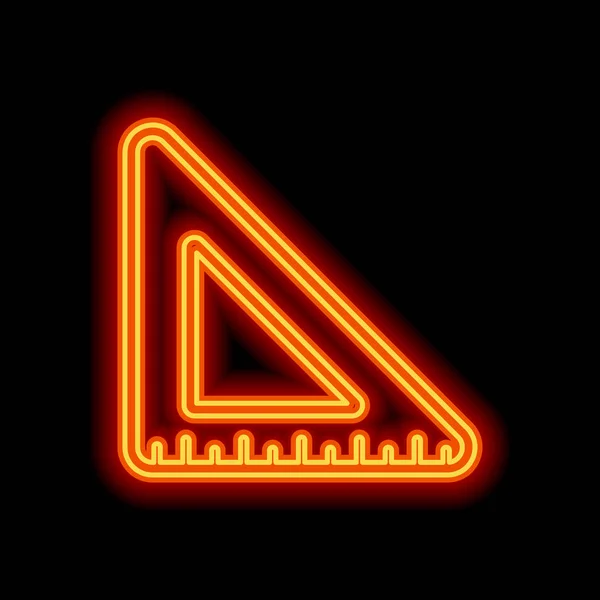 Basit Üçgen Cetvel Siyah Arka Plan Üzerine Portakal Neon Tarzı — Stok Vektör