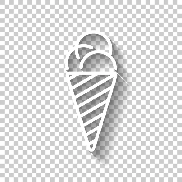 Icono Helado Icono Blanco Con Sombra Sobre Fondo Transparente — Archivo Imágenes Vectoriales