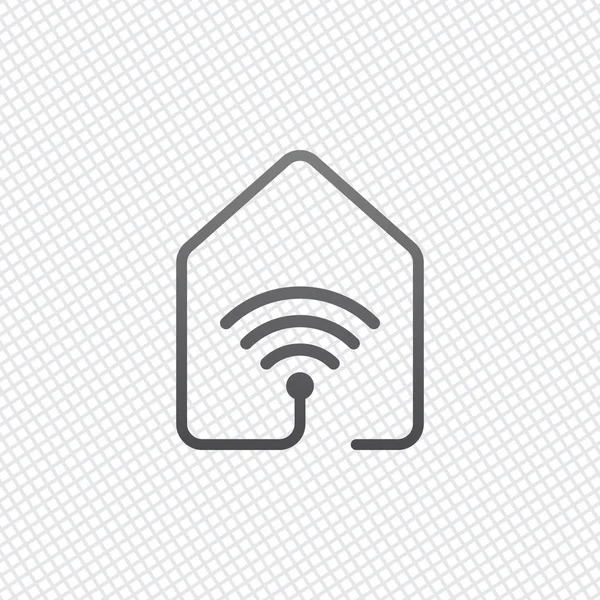Haus Mit Wifi Symbol Linienstil Auf Gitterhintergrund — Stockvektor