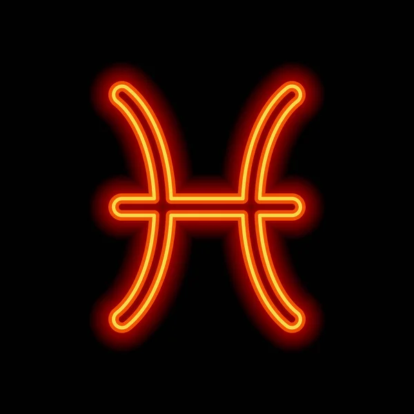 Signo Astrológico Piscis Icono Simple Estilo Naranja Neón Sobre Fondo — Archivo Imágenes Vectoriales