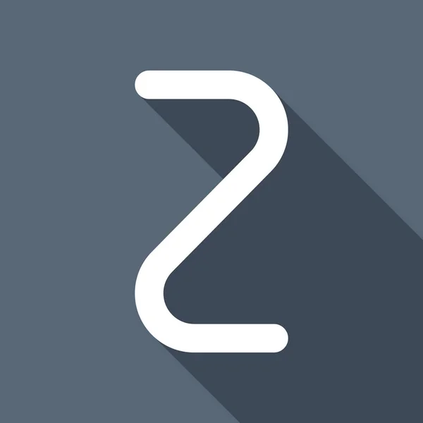 Nummer Zwei Ziffer Einfacher Buchstabe Weißes Flaches Symbol Mit Langem — Stockvektor