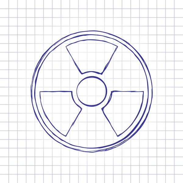 Peligro Radiación Silueta Simple Cuadro Dibujado Mano Hoja Papel Tinta — Archivo Imágenes Vectoriales