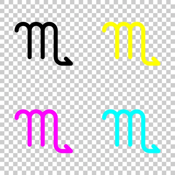 Astrolojik işaret. Akrep basit simgesi. Cmyk simgeleri şeffaf arka plan üzerinde renkli dizi