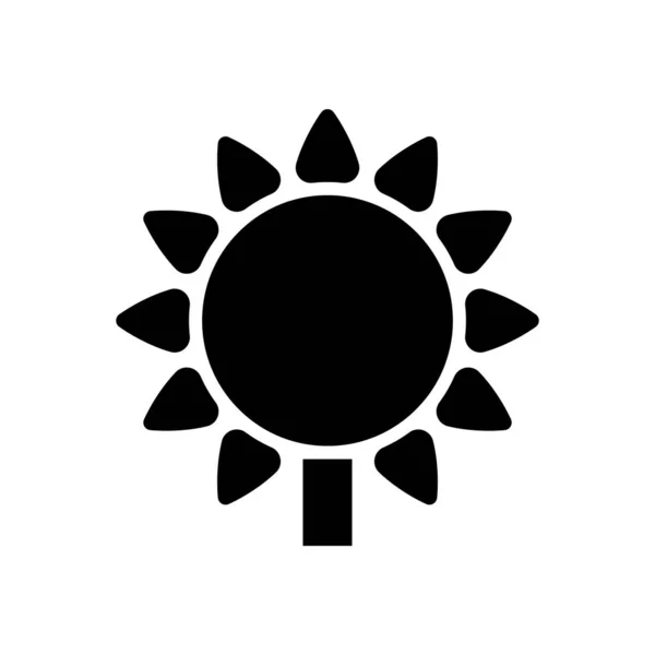 Girasole Pianta Icona Della Natura Nero Sfondo Bianco — Vettoriale Stock